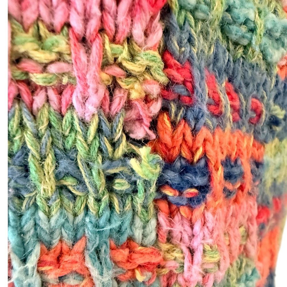 Susan Bristol Vintage Y2K Multi Color Patchwork Knit Sweater Vest Womens Small - Picture 9 of 11